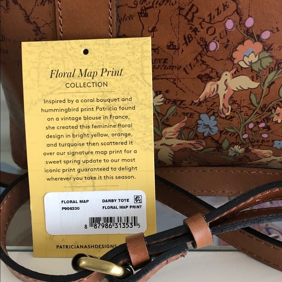 Patricia Nash Darby Floral Map medium satchel/tote - Picture 7 of 12